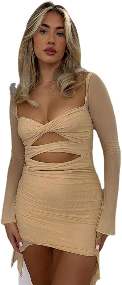 Amazon.com: heyheyshine Female Sexy Hollowed Out Mini Skirt Body Sheer Mesh Long Sleeve One Shoulder Wrap Dress Summer Party Club Dress (Beige,S,Small) : Clothing, Shoes & Jewelry Amazon.com: heyheyshine Female Sexy Hollowed Out Mini Skirt Body Sheer Mesh Long Sleeve One Shoulder Wrap Dress Summer Party Club Dress (Beige,S,Small) : Clothing, Shoes & Jewelry