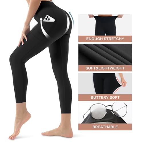 Blisset 1 Pack High Waisted Leggings for Women-Soft Athletic Tummy Control Pants for Running Yoga Workout Reg & Plus Size - Thumbnail 5