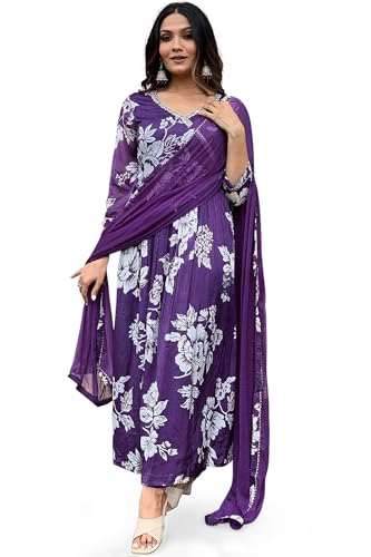 Image of Jwalin Women's Chinon Silk Kurta Pant Set with Dupatta