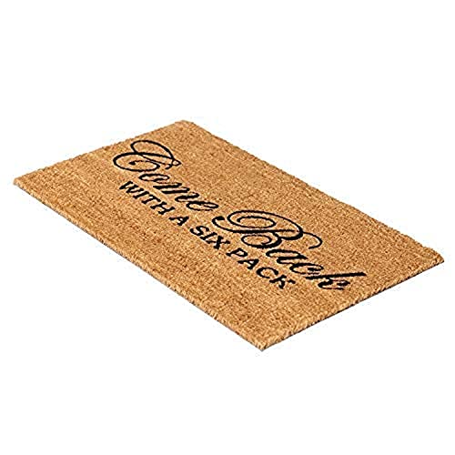 Image of Onlymat inchCome Back with a Six Pack Funny Doormat, Anti-Slip Coir with PVC Backing (75x45cm), Black /Brown - Rectangular Rug for Entryway, Outdoor, Home, Door, Floor, Hall & Living Room Use