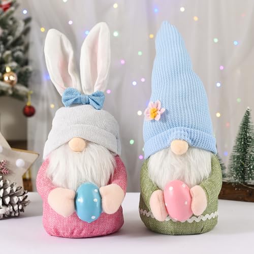 Bogoro Decorazioni a Forma di Gnomo Pasquale Coniglietto Pasquale Gnomo 2 Pezzi Piccoli gnomi pasquali Fatto a Mano Gnomo Pasquale Decorazione per la casa Regalo di Pasqua