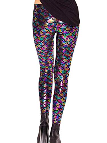 Alaroo Women Bling Mermaid Print Scale Leggings Pants Rainbow Plus XXL - Thumbnail 3