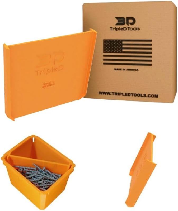 TripleD Tools HandiHaul Divider 2 for Pro Gear System, Orange (Set of 3) | Compatible with Ridgid Pro Gear, 3D Printed, Two-Compartment Toolbox Bin Organizer, Fits Gen 1 & 2 Bins, Made in USA