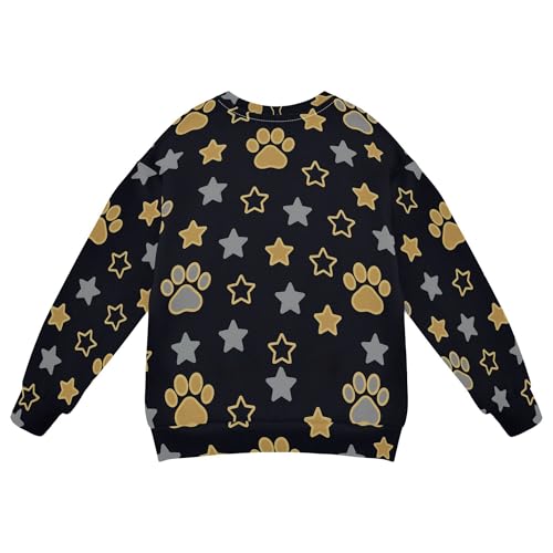 JUNZAN Gold Grey Paw Prints and Stars Little Kids Sweatshirts Hoodies Long Sleeve Tops Clothing Shirts Party 4T2