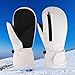 Yiju Winter Ski Mittens Snow Mitts Comfortable Windproof Keep Weather Snowboarding Gloves for Skiing Skating Outdoor, White