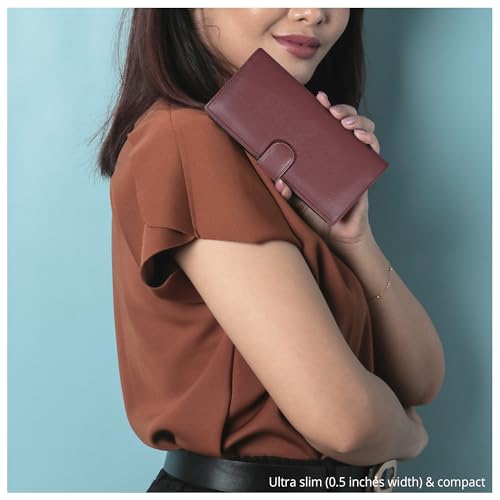 Image of Oak Leathers Checkbook Cover Slim Minimalist For Men with RFID Blocking Credit Card Holder Wallet (Hazel)