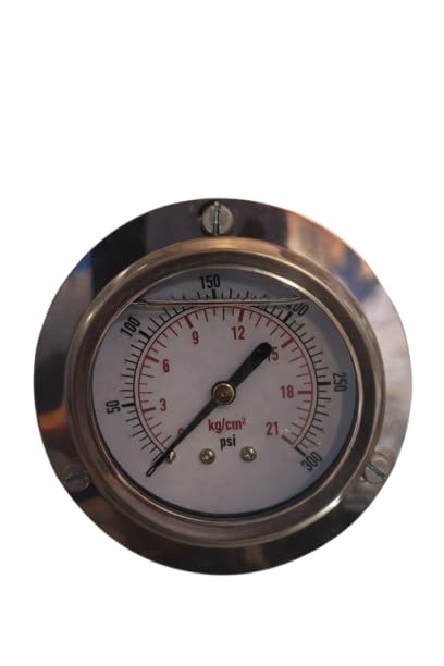 Stainless Steel Pressure Gauge, Panel Mount, Dual Scale 0-300 PSI / 0-21 kg/cm², Analog Display with Brass Fittings-image-47
