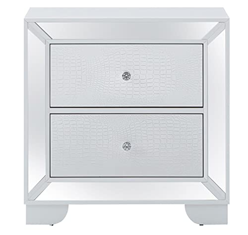 Passion Furniture Hollywood Hills 2-Drawer White Nightstand PF-G8180-N