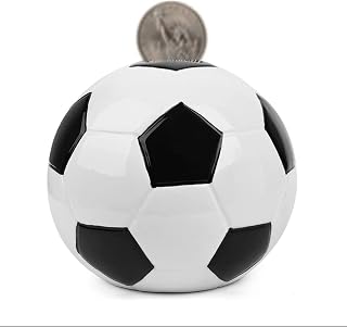 Piggy Bank,Decorative Piggy Bank Ball Shape Piggy Bank Ceramic Coin Bank for Saving Money Reusable Money Bank Sports Room Decor (Basketball/Football Shape) Money Bank for aldult (Color : Large A) (Co