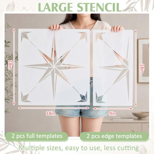 Zonon 4 Pcs 18 in Reusable Tile Stencil for Painting Large Pattern miniatura 2