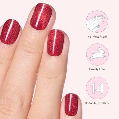 Dashing Diva Glaze Effects Nail Strip Set - Ruby Red Apple - Long Lasting, Chip Resistant, Semi-Cured Gel Nail Strips - 4-Piece Manicure Set with 32 Strips