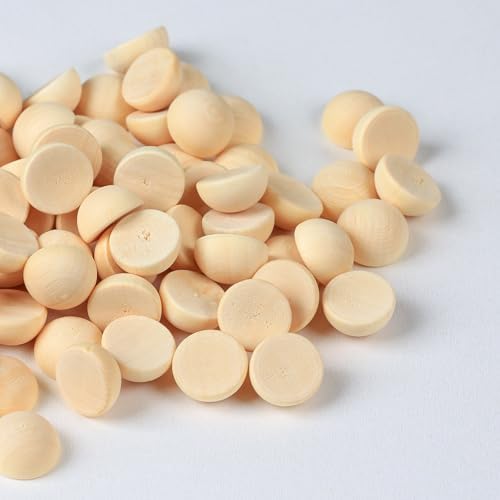 Mefuny 500pcs Mini Half Wooden Beads, 12mm Unfinished Round Split Wood Balls for DIY Projects and Craft Supplies image 4