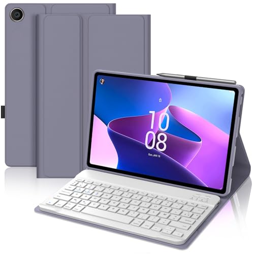 Funda con teclado Lenovo Tab M10 3a Gen de 10.1" morada con Bluetooth AZERTY