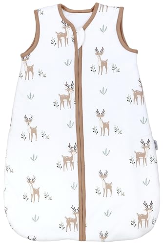 TupTam Baby Schlafsack 2.5 TOG – Warmer Winter Schlafsack Baby, OEKO-TEX, Ärmellos, Atmungsaktive Baumwolle, Farbe: Rehe, Größe: 68-74