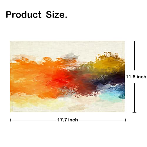 Batmerry Modern Bright Decorative Placemats, Watercolor Artistic Brushed Abstract Brush Stroked Painting Blob Woven Burlap Modern Placemats For Dining Table Kitchen Wedding Decor Indoor Set Of 4 #TOP5