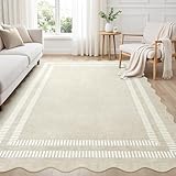 LORWER Area Rugs 5x7 Living Room Washable Modern Rug, Neutral Beige Soft Non Slip Rugs Ultra-Thin Indoor Carpet for Bedroom Dining Room Nursery Home Office