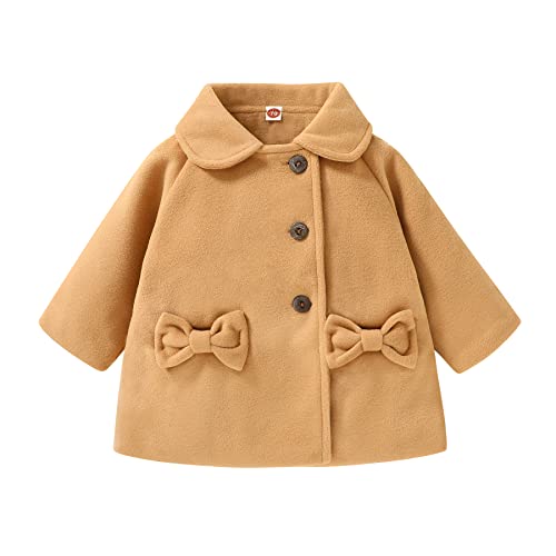 Image of SWNONE Baby Coats Fall Winter Kid Baby Girl Cloak Button Jacket Clothes Baby Outwear Clothes (Camel Coat, 6-12 m)