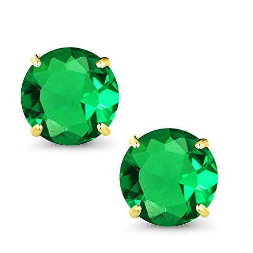Gem Stone King 14K Yellow Gold Round 7MM Gemstone Birthstone Stud Earrings For Women Men2