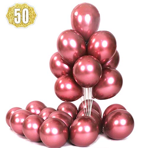 Feelairy Metallic Luftballons, 50 Stück Glänzende Metallfarbe Helium Ballons Shiny Chrome Ballons Vintage Verchromte Ballons Dekoration für Geburtstage, Hochzeiten, Babypartys und Weihnachts