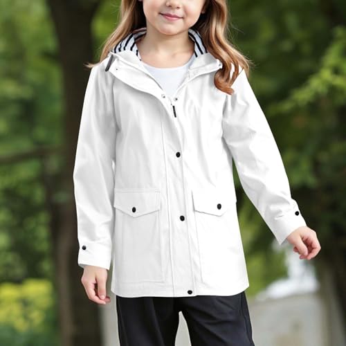 Unisex Rain Jacket Hooded Striped Lined Windproof Full Zip Raincoats Toddler 𝗪aterproof Coat With Pockets3