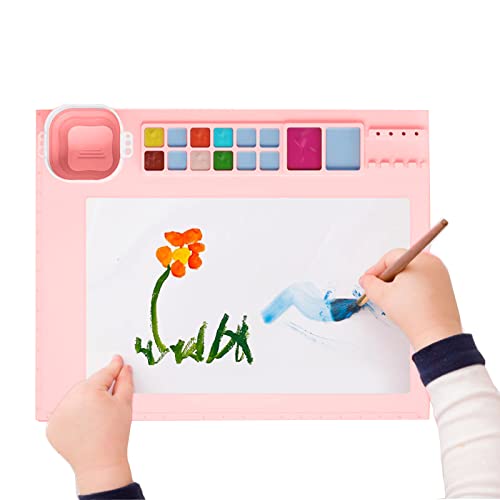 PETSTIBLE Alfombrilla de silicona para manualidades, alfombrilla de pintura de silicona, alfombrilla de arte de silicona con tazas Cover