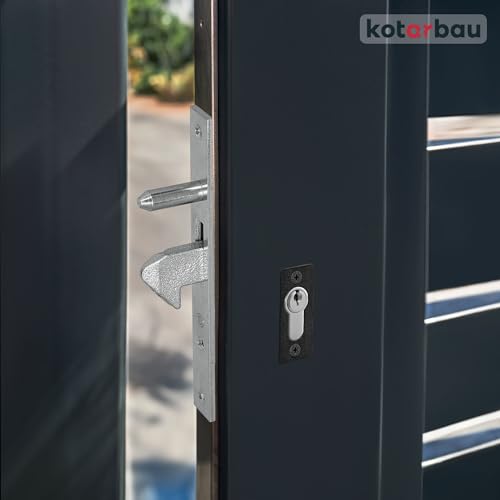 KOTARBAU® Hakenschloss Schiebetore Einsteckschloss F-60 Führungsdorn Hakenfallenschloss Verzinkt Korrosionsbeständig Schließblech Eingangstor Schiebetürschloss