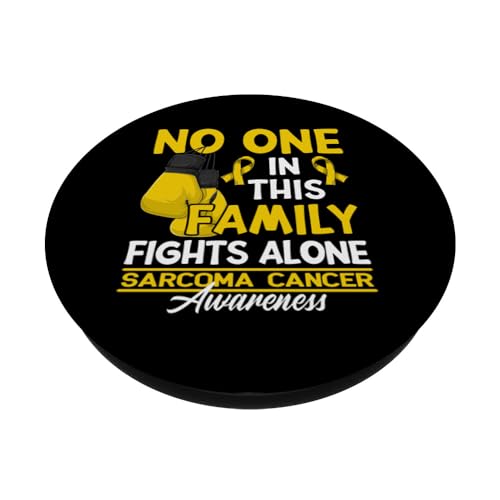 No One In This Family Fights Alone I Sarcoma Cancer PopSockets Swappable PopGrip, Black - Image 2