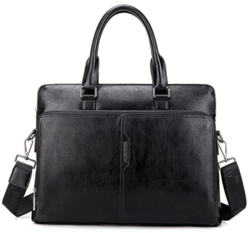 GHJL Klassische Leder Aktentasche Für Herren Damen Laptoptasche Handtasche Messenger Bag Business Taschen Umhängetasche Reisetasche (Color : Black, Size : 14inch) Cover