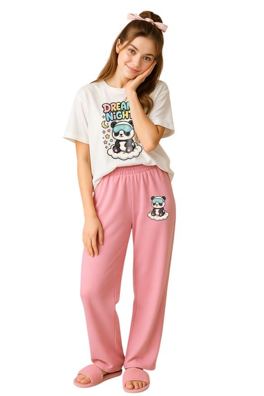 Image of My Swag Womens Cotton Nightwear Set | Dreamy Nights Printed T-Shirt with Relaxed Fit Pajama | Perfect for Sleep & Home