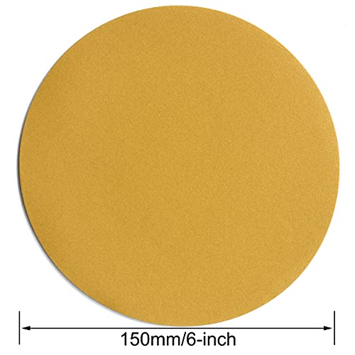 Image of 6-Inch No-Hole Hook and Loop Sanding Discs 320-Grit, Random Orbital Sandpaper for Automotive and Woodworking, 100-Pack