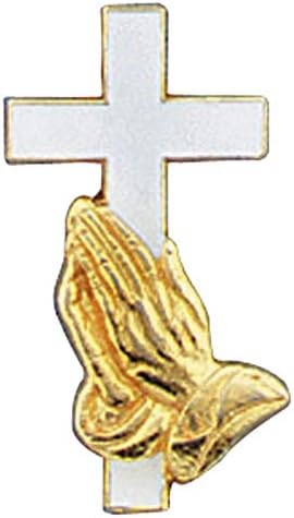 Autom Cross & Praying Hands Gold Plated Lapel Pin