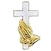 Autom Cross & Praying Hands Gold Plated Lapel Pin