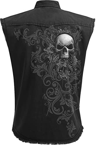 Spiral - Skull Scroll - Sleeveless Stone Washed Worker Black2
