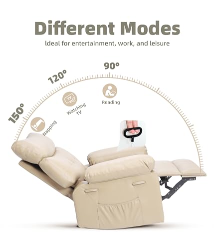 Image of GarveeHome Oversized Leather Recliner Chair, Extra Wide Manual Recliner for Adults, Lazy Chair with 1.5X Sponge Comfort Arm and Back for Living Room, Bedroom, Nursing Room