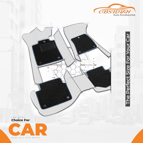 Image of Obsidian | 7D Premium Diamond Car Foot Mat with Luxurious & Elegant Look | 100% Waterproof and Dust Proof | Custom Fitted Car Floor Tray Mat for Mahindra XUV 700-All 3 Row for 7 Seater - Full Black