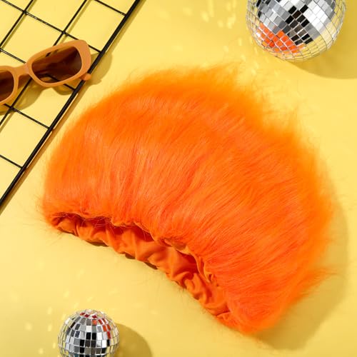 Image of Geyoga 1 Pcs Funny Wig Crazy Hair for Halloween Party,Orange | Funny Colorful Wig Adults Use, Unisex Funky Hairband, Halloween Mardi Gras Cosplay Costume Party Accessories