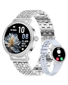 CIVO Smartwatch Damen mit Telefonfunktion Schrittzähler: Touchscreen Wasserdicht Smartwatch Damen Rund - Silber Tracker Fitnessuhr Damen Kompatibel iOS Android