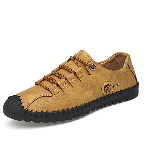 Mens leather loafers slip on moccasins causal walking shoes handm…