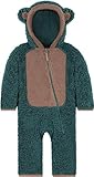 Markenreißverschluss von SAB normani Kinder Teddy Overall Unisex Jumpsuit Strampler Fleece Winteranzug mit Kapuze für Junge und Mädchen Farbe Petrol Größe 0-3 Monate
