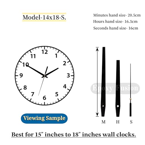 Image of 18mm Sweep and Silent Clock Machine and Sturdy Black Metal Needle | Non-Ticking Battery Operated Clock Movement Replacement for DIY Resin Clocks | Art and Craft