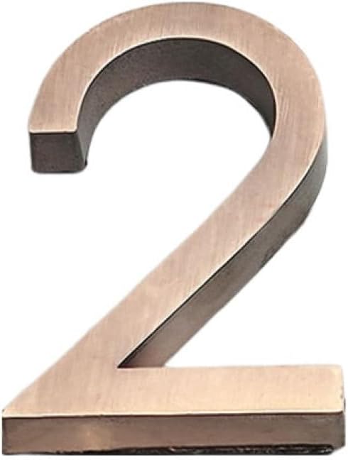 3D Mailbox Numbers 0-9 Self-Adhesive 3 Inch Address Number Stickers Door House Numbers Street Mailbox Sign for Apartment Home Office,Bronze Color (number 2)
