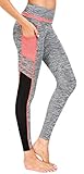 [page_title]-Flatik Damen Netzoberfläche Sport Gym Yoga Laufen Fitness Leggings Hose, Grua/Leuchtorange, M