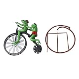 Yardenfun Rotating Green Animal Outdoor on Bike Spinners Lawn Ornament Pinwheels for Inserting Pinwh