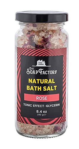 The Soap Factory Rose Bath Salt 8.47 Oz (240 G) Glass Jar - Mineral-Rich Bath Salt Scrub With Essential Oils - Luxury Detox - Private Spa At Home - Aromatherapy Effect #TOP2