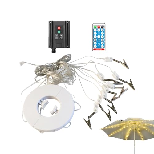 Lampes solaires pour parasol d'extérieur – Lampes solaires pour parasol extérieur, terrasse, patio – Décorations de cour avec 8 modes étanches pour extérieur, fête, piscine, balcon, camping, jardin