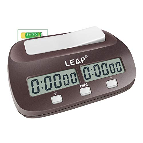 LEAP Chess Clock Digital Chess Timer Professional for Board Games Timer with Alarm Function (Official Store) Brownish Red