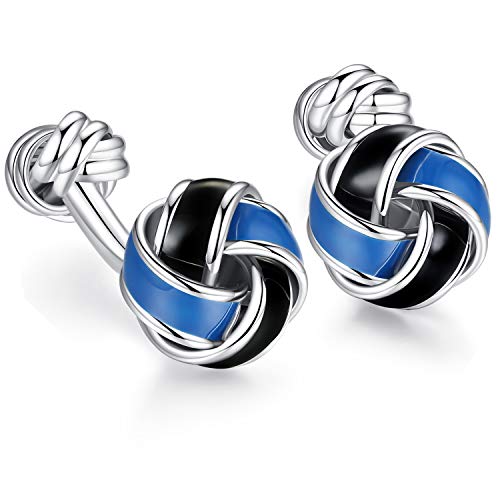 HONEY BEAR Mancuernillas Twist Knot acero azul y negro