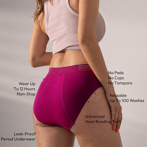 Image of Mahina Cotton Lace Period Panty for Girls & Women - Purple, No Pads Required, Low-Waist, Reusable, Leakproof, No Rashes