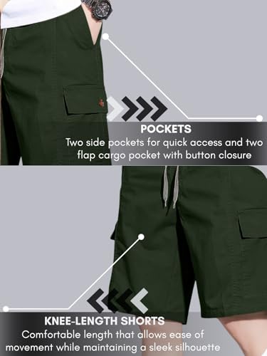 Image of GRECIILOOKS Bermuda Cotton Shorts for Men - Relaxed Fit Casual Summer Shorts | Knee Length Chino Style with Pockets