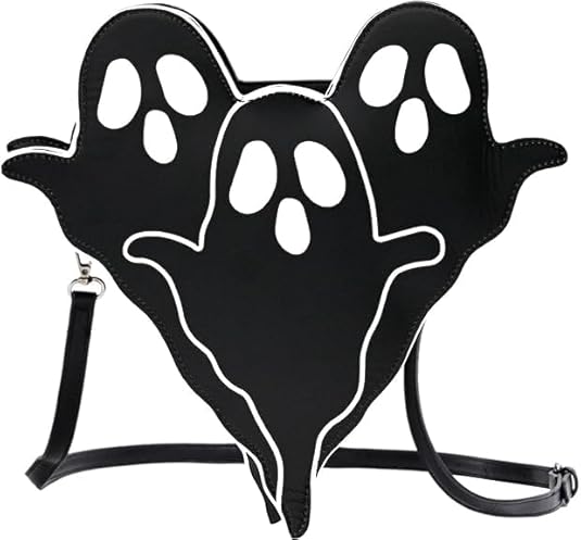 SOIMISS Borsa A Tracolla Fantasma Per Halloween, 22x17 Cm, In Pelle Sintetica, Nera - 3